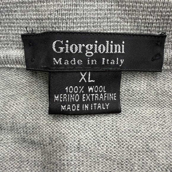 Giorgiolini Men's Polo Sweater 100% Wool Made in Italy Merino Extrafine Gray XL - Picture 4 of 11